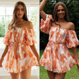 Sadie Puff Sleeve Off Shoulder Mini Dress Dresses Claire & Clara Orange tie-dye S