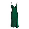 Satin Deep V-Neck Spaghetti Strap Dress Dresses Claire & Clara Green S
