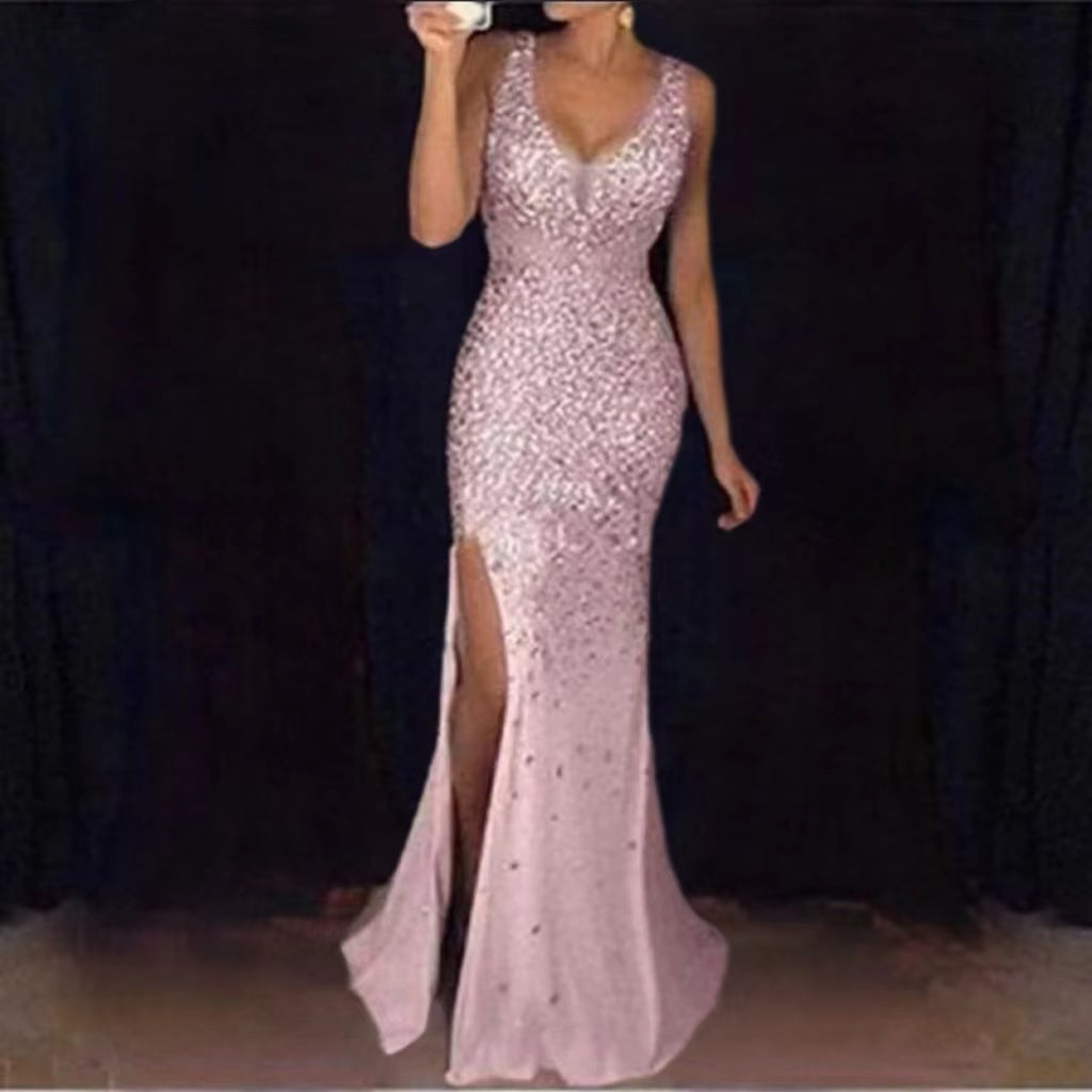 Sherry Slit Sequin Maxi Evening Dress Dresses Claire & Clara Pink S