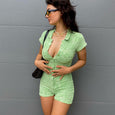 Short Sleeve V Neck Buttons Jumpsuit Jumpsuits & Rompers Claire & Clara