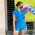 Short Sleeve V Neck Buttons Jumpsuit Jumpsuits & Rompers Claire & Clara Blue S