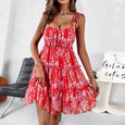Sling Floral A-Line Dress Dresses Claire & Clara Red S