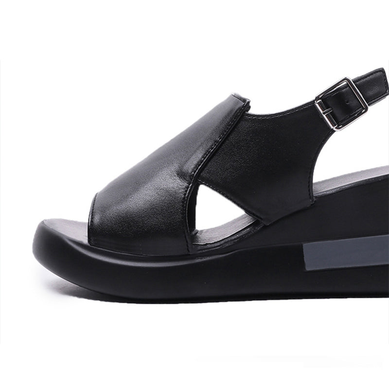 Solid Color Open Toe Wedge Casual Sandals Shoes Claire & Clara