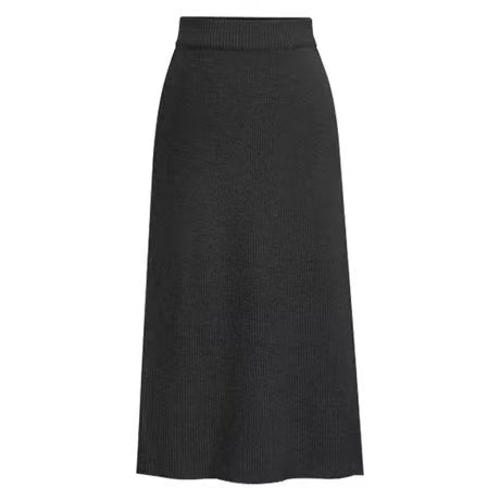 Solid Color Wool Slit High Waist Long Skirt Bottoms Claire & Clara Dark Grey US 2