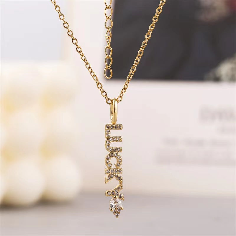 Sparkling Diamond Wish Letter Necklace Necklace Claire & Clara Lucky
