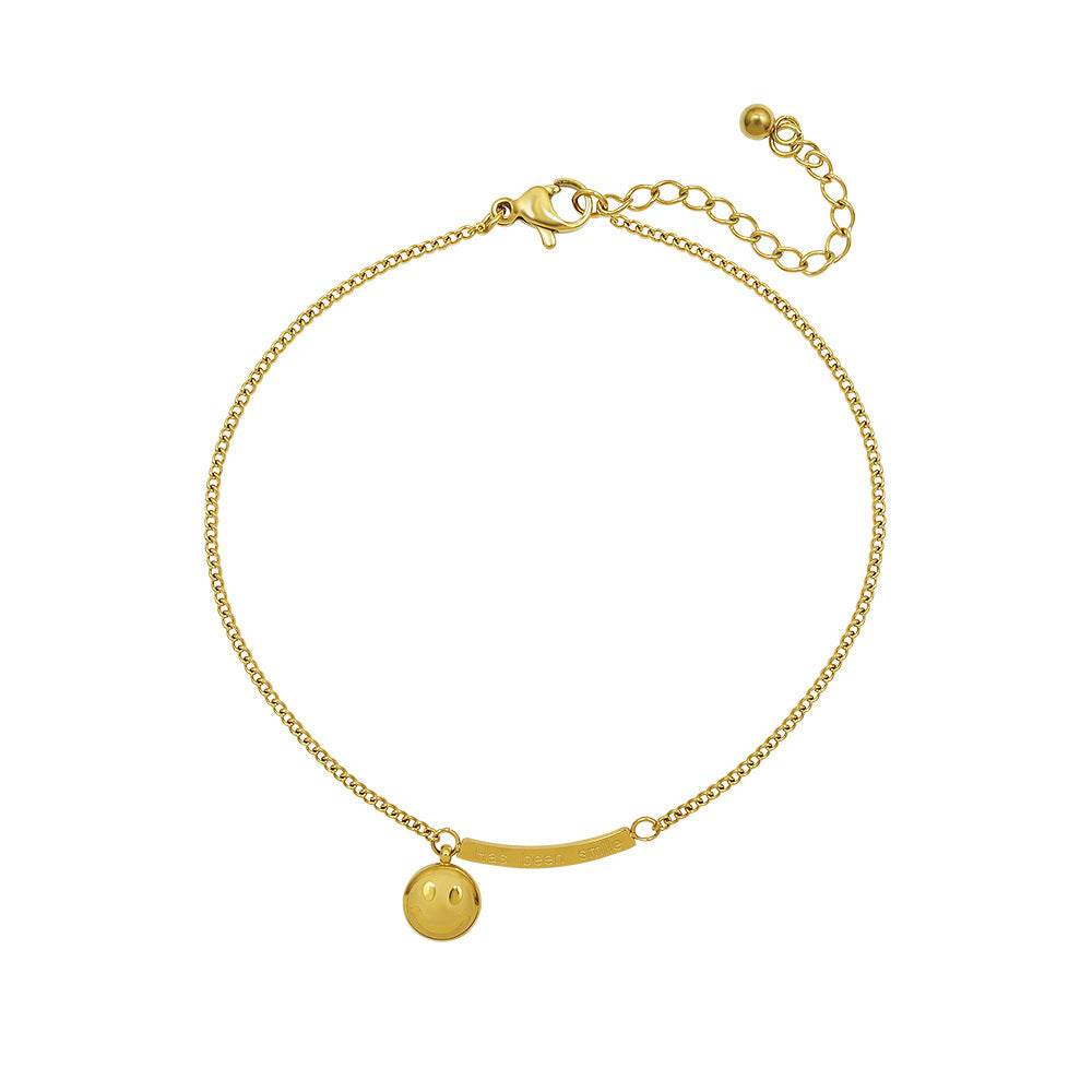 Stainless Steel Gold Color Smile Anklet Anklet Claire & Clara