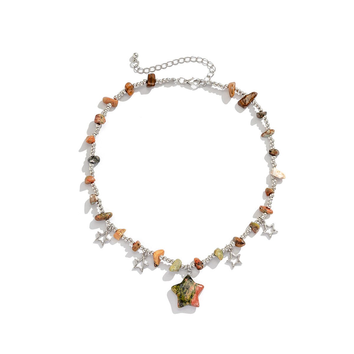 Star Irregular Stone Bead Necklace Necklace Claire & Clara Brown Green