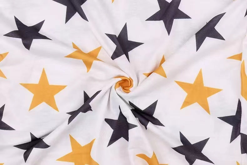 Star & Solid Color Long Sleeve V-neck Top Top Claire & Clara