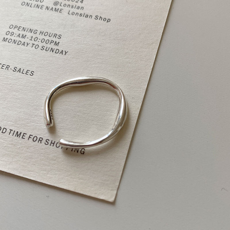 Sterling Silver Basic Möbius Square Adjustable Ring Rings Claire & Clara