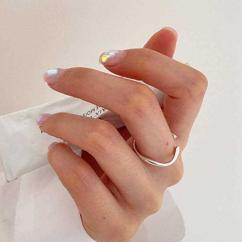 Sterling Silver Basic Möbius Square Adjustable Ring Rings Claire & Clara