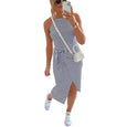 Striped Sleeveless Tie Waist Casual Dress Dresses Claire & Clara Blue S