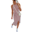 Striped Sleeveless Tie Waist Casual Dress Dresses Claire & Clara Red S