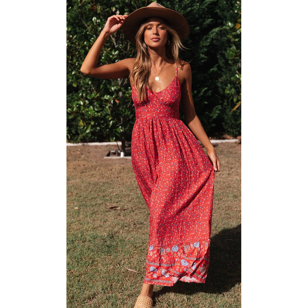 Summer V-Neck Halter Floral Dress Dresses Claire & Clara