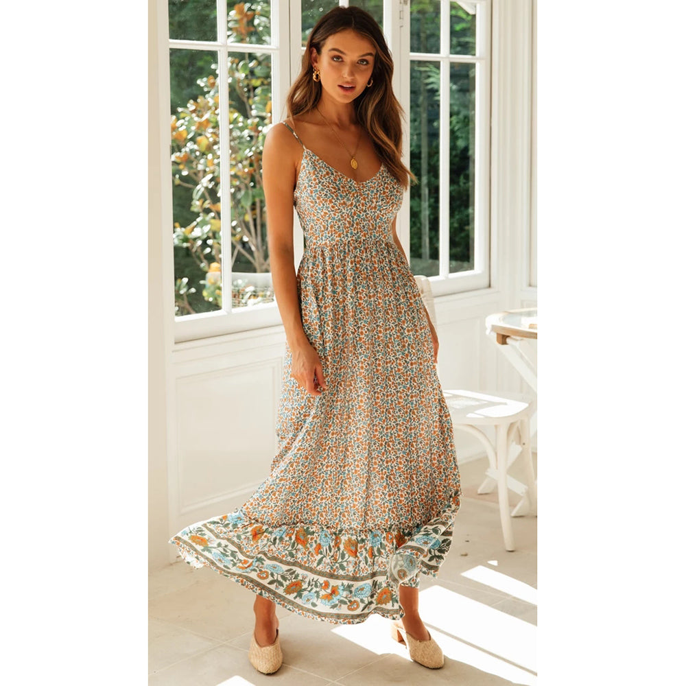 Summer V-Neck Halter Floral Dress Dresses Claire & Clara
