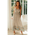 Summer V-Neck Halter Floral Dress Dresses Claire & Clara Beige S