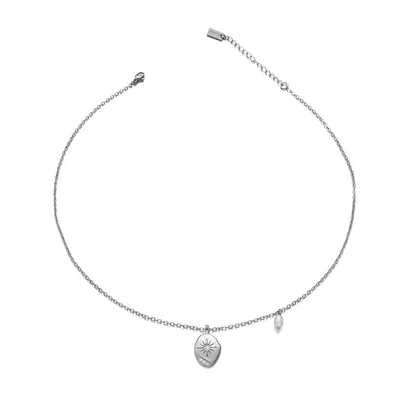 Sun Pearl Irregular Zircon Necklace Necklace Claire & Clara Silver
