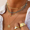 Sunflower Turquoise Sequin Multi-Layer Necklace Necklace Claire & Clara