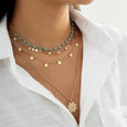 Sunflower Turquoise Sequin Multi-Layer Necklace Necklace Claire & Clara