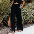 Susan Cotton Linen High Waist Wide Leg Casual Pants Bottoms Claire & Clara Black US 4