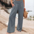 Susan Cotton Linen High Waist Wide Leg Casual Pants Bottoms Claire & Clara Grey US 4