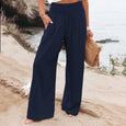 Susan Cotton Linen High Waist Wide Leg Casual Pants Bottoms Claire & Clara Navy US 4