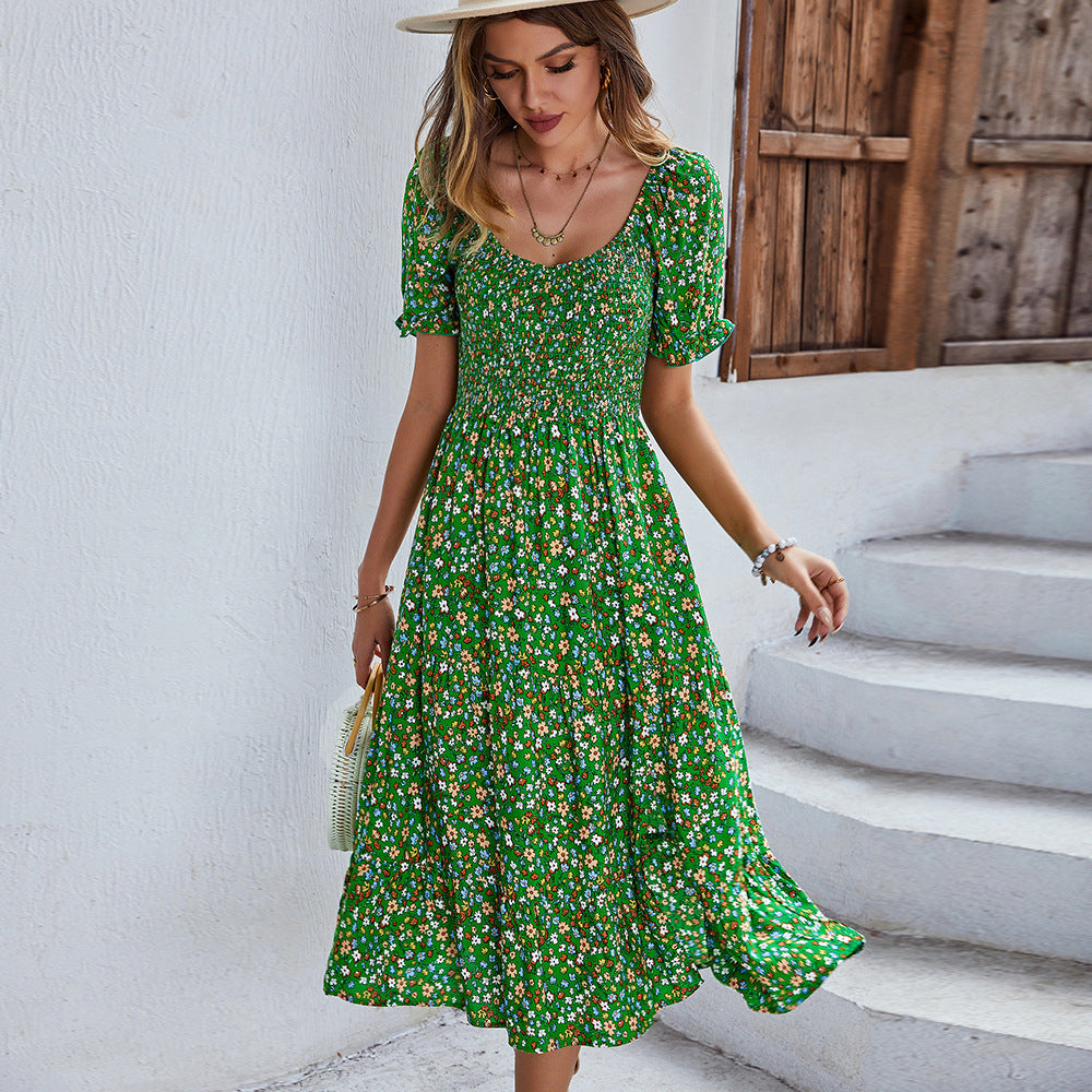 Taylor Floral Round Neck Midi Dress Dresses Claire & Clara Green S