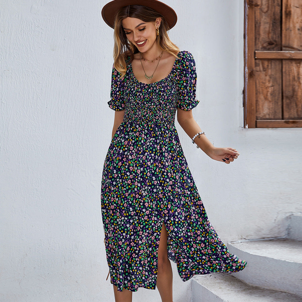 Taylor Floral Round Neck Midi Dress Dresses Claire & Clara Navy S