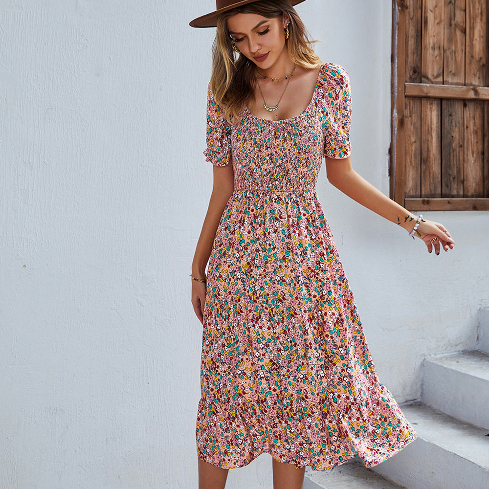 Taylor Floral Round Neck Midi Dress Dresses Claire & Clara Pink S