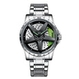 THE DUEL Spinning Wheel Hub Conceptual Watch Watches Claire & Clara Lamborghini Green Silver Wheel Hub