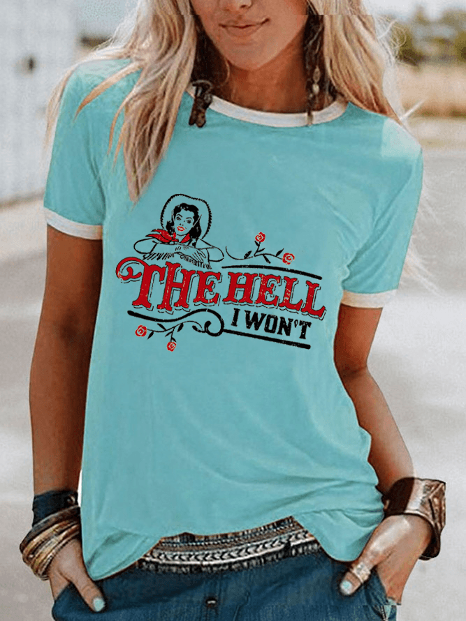 The Hell I Won't T-Shirt Top Claire & Clara Sky blue S