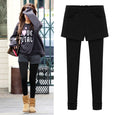 Thicken Fleece Fake Two-Piece Slimming Leggings Bottoms Claire & Clara Black US 4