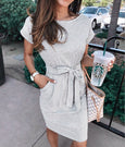 Tie Waist Short Sleeve Dress Dresses Claire & Clara Grey S