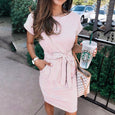 Tie Waist Short Sleeve Dress Dresses Claire & Clara Pink S