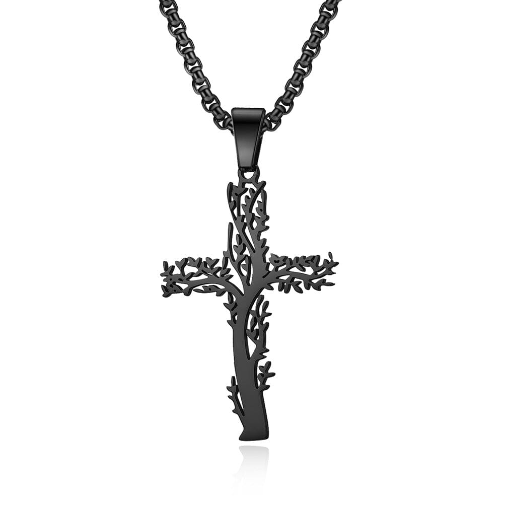 Tree of Life Cross Necklace Necklace Claire & Clara Black
