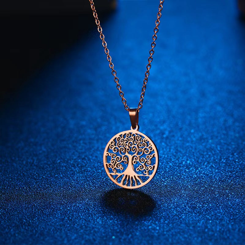 Tree of Life Simple Titanium Steel Necklace Necklace Claire & Clara Rose Gold