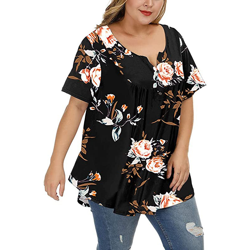 Vanessa Plus Size Floral Short Sleeve Top Top Claire & Clara