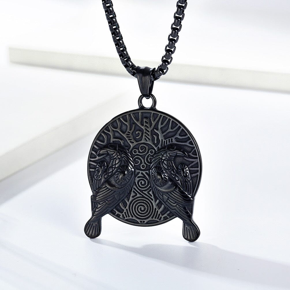 Viking Crow Titanium Steel Necklace Necklace Claire & Clara Black