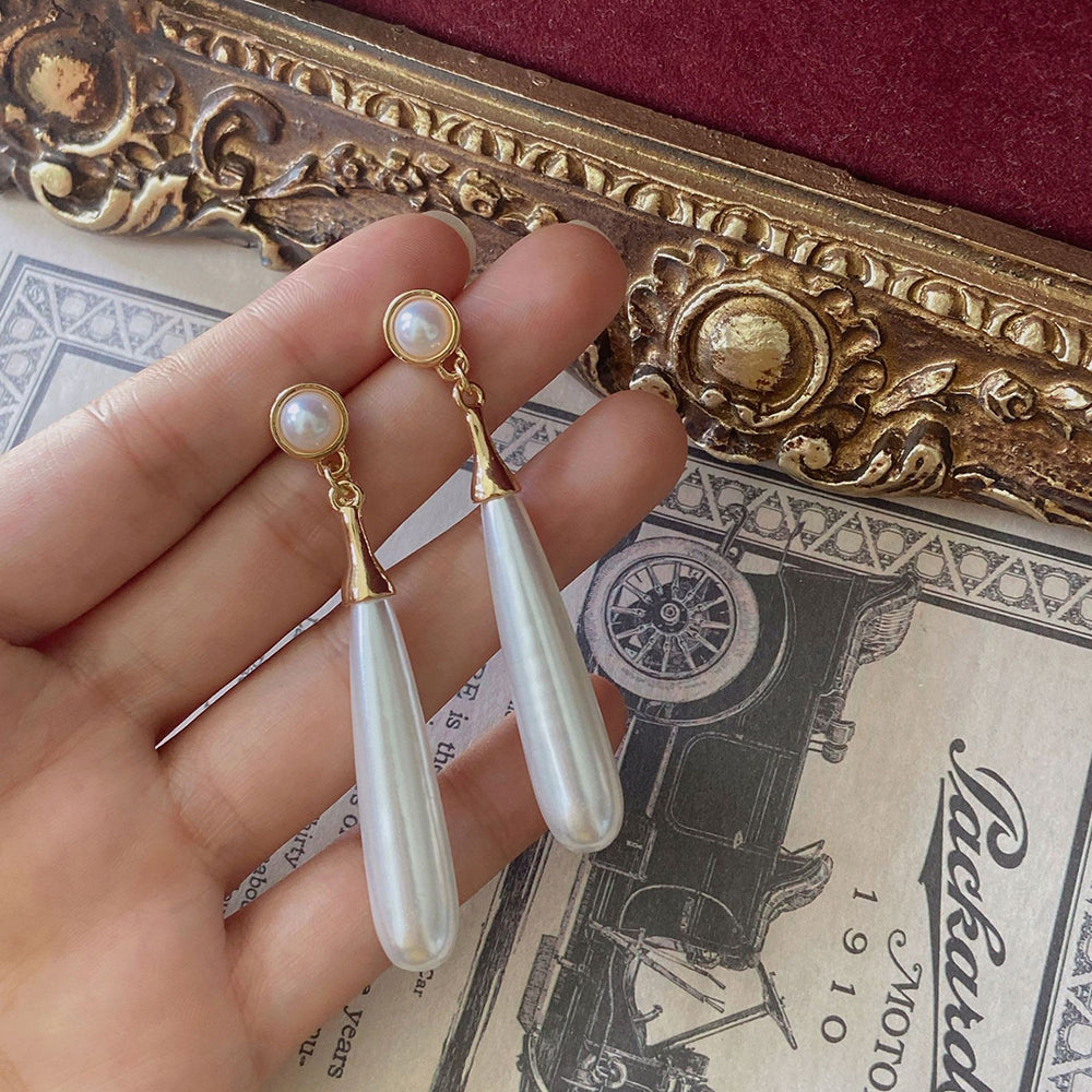 Vintage Drop Pearl Earrings Earrings Claire & Clara