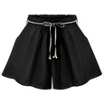 Virginia Lace Up High Waist Wide Leg Shorts Bottoms Claire & Clara Black US 4