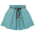 Virginia Lace Up High Waist Wide Leg Shorts Bottoms Claire & Clara Sky Blue US 4