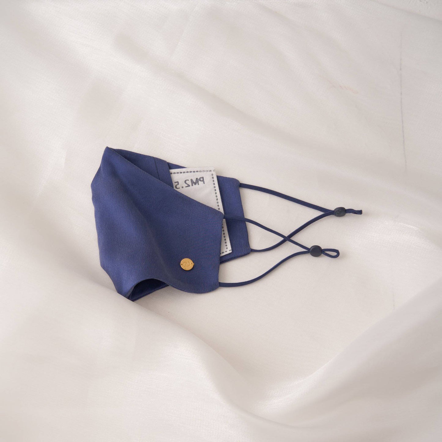 Washable Silk Face Mask Face Covering > facemask > washable facemask > silk facemask > cloth facemask > facemask with filter pocket > facemask for wedding Claire & Clara With Filter Pocket Navy