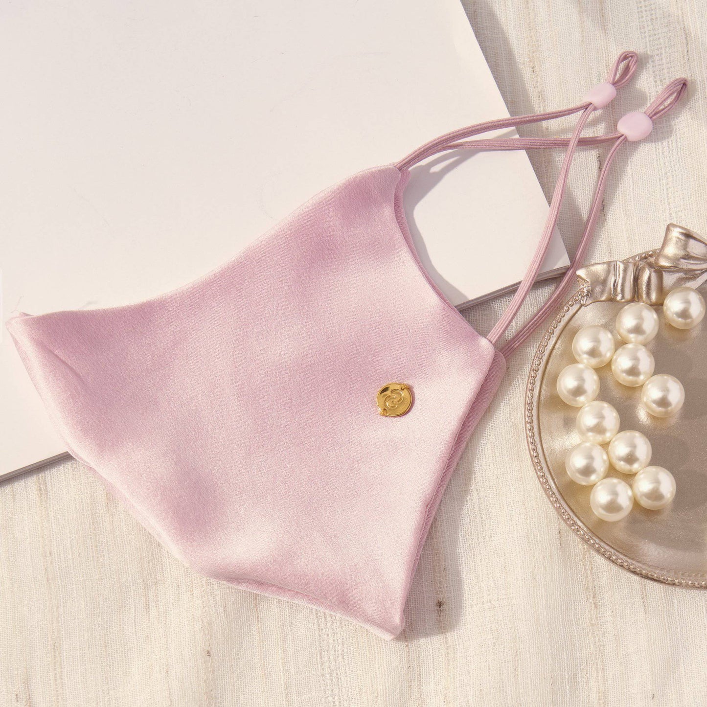 Washable Silk Face Mask Face Covering > facemask > washable facemask > silk facemask > cloth facemask > facemask with filter pocket > facemask for wedding Claire & Clara Without Filter Pocket Pink