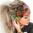 Wide Boho Butterfly Stretch Hairband Headbands Claire & Clara Pink&Green