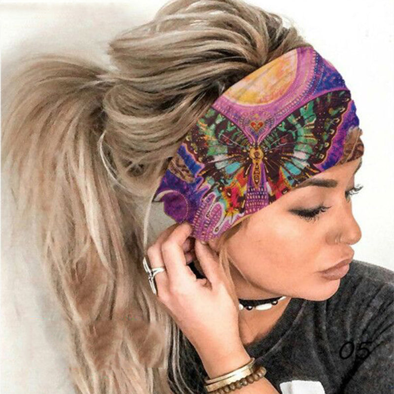 Wide Boho Butterfly Stretch Hairband Headbands Claire & Clara Purple