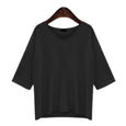 Winnie V-Neck Mid Sleeve Casual Tee Top Claire & Clara Black M