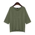 Winnie V-Neck Mid Sleeve Casual Tee Top Claire & Clara Green M