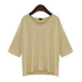 Winnie V-Neck Mid Sleeve Casual Tee Top Claire & Clara Khaki M