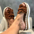 Yona Bowknot Platform Summer Slippers Shoes Claire & Clara US 4.5 Brown