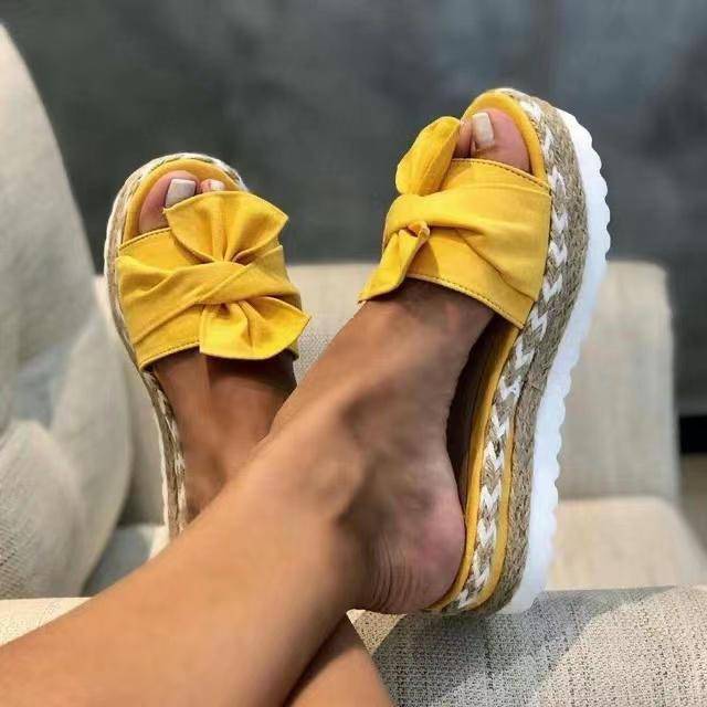 Yona Bowknot Platform Summer Slippers Shoes Claire & Clara US 4.5 Yellow
