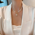 Zirconia Flower Pearl Necklace Necklaces Claire & Clara